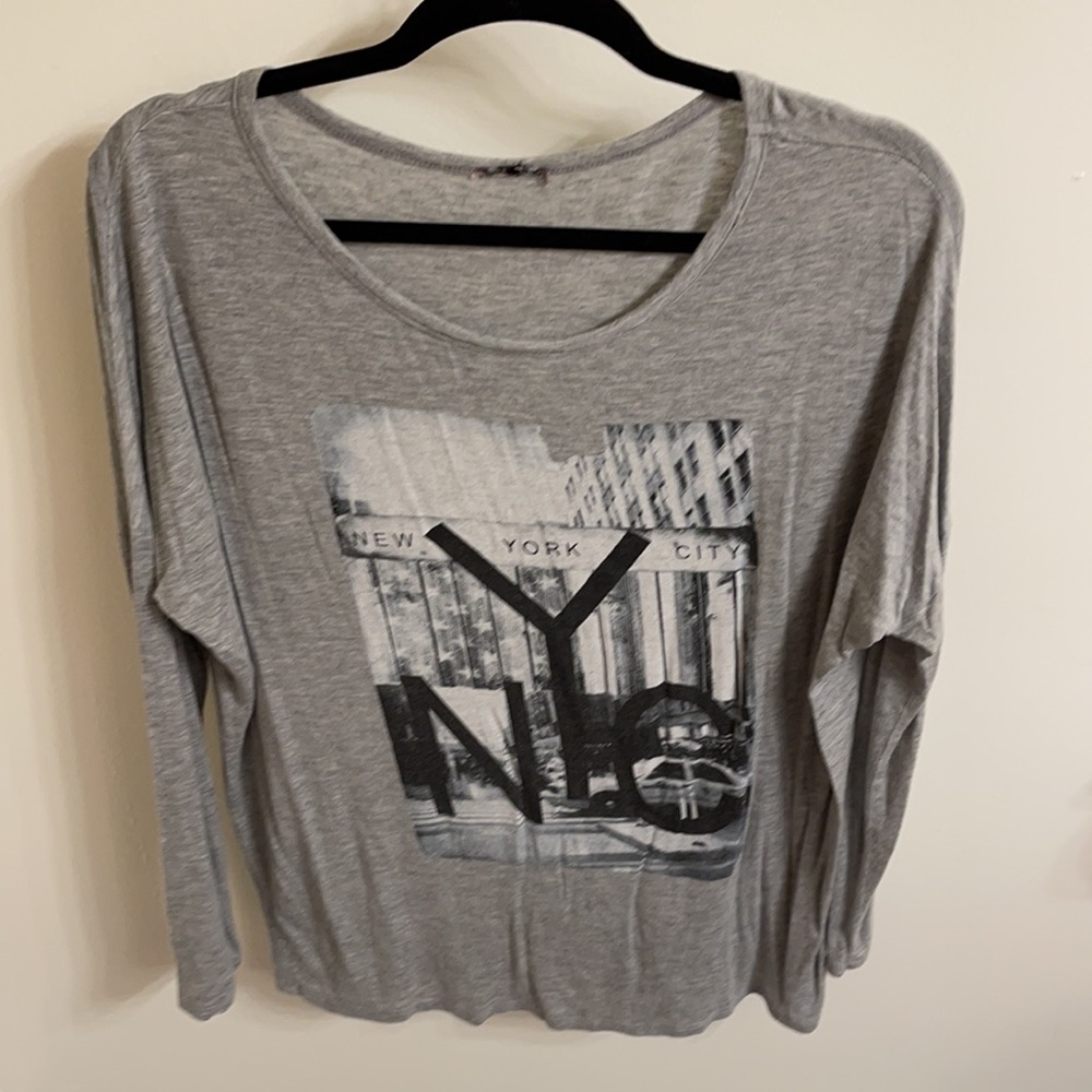 NYC Blouse Size L Color Gray Black